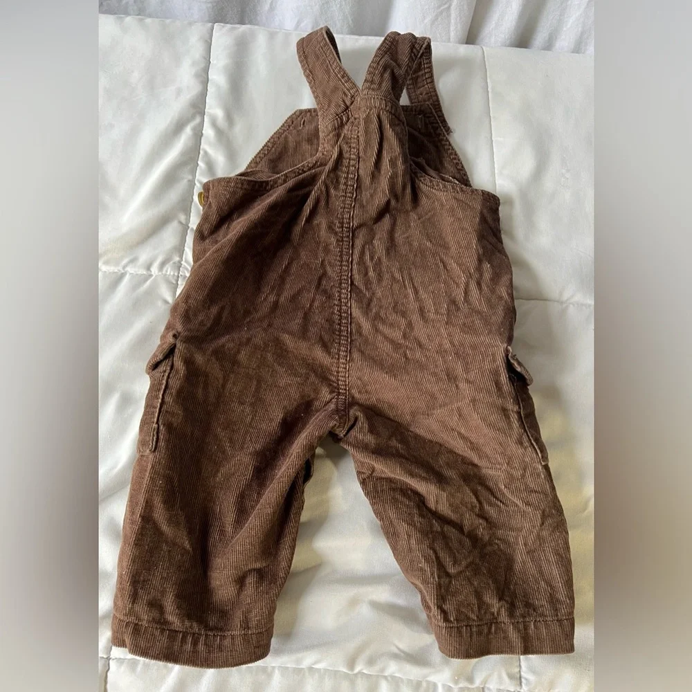 Carters Boys Brown Corduroy Overalls very soft with bear